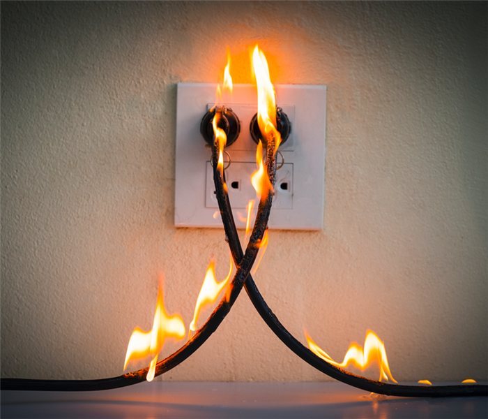 fire at an electrical outlet